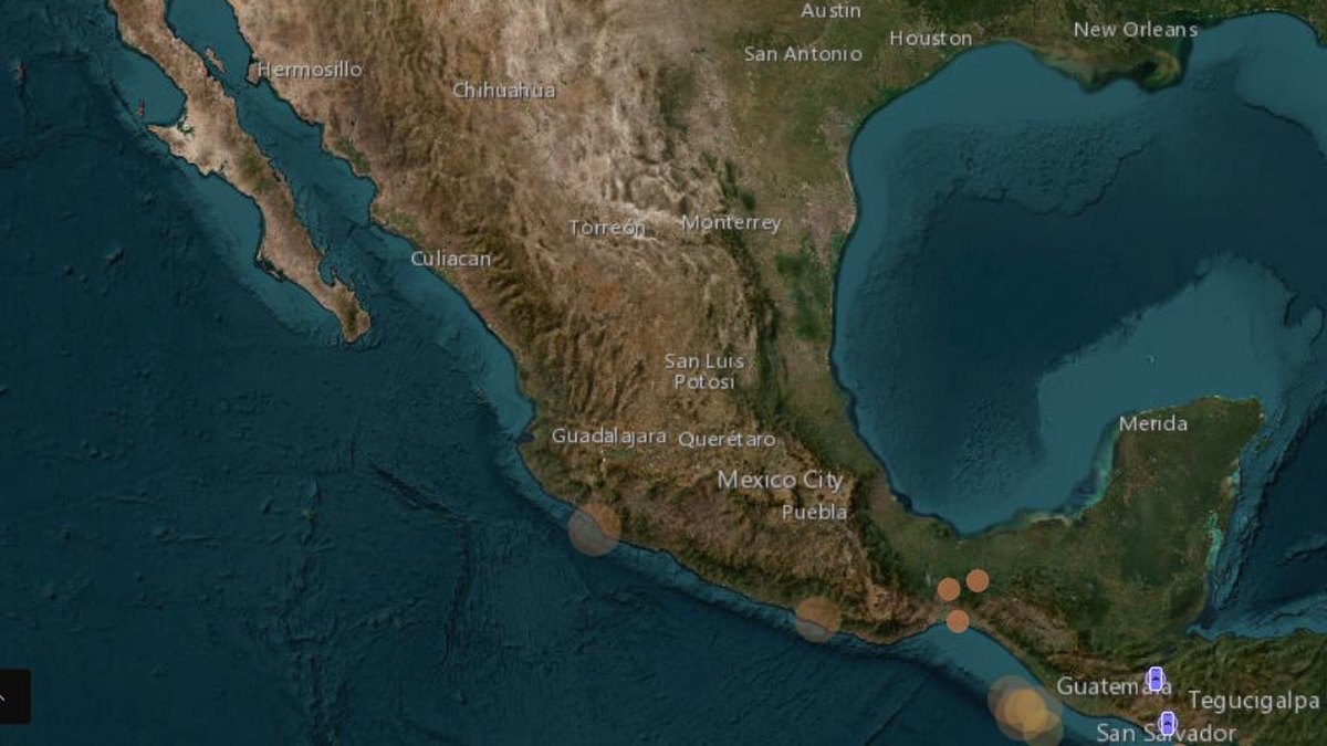 Mapa sísmico en vivo de GeoShake centrado en México, con epicentros recientes y estaciones de la comunidad