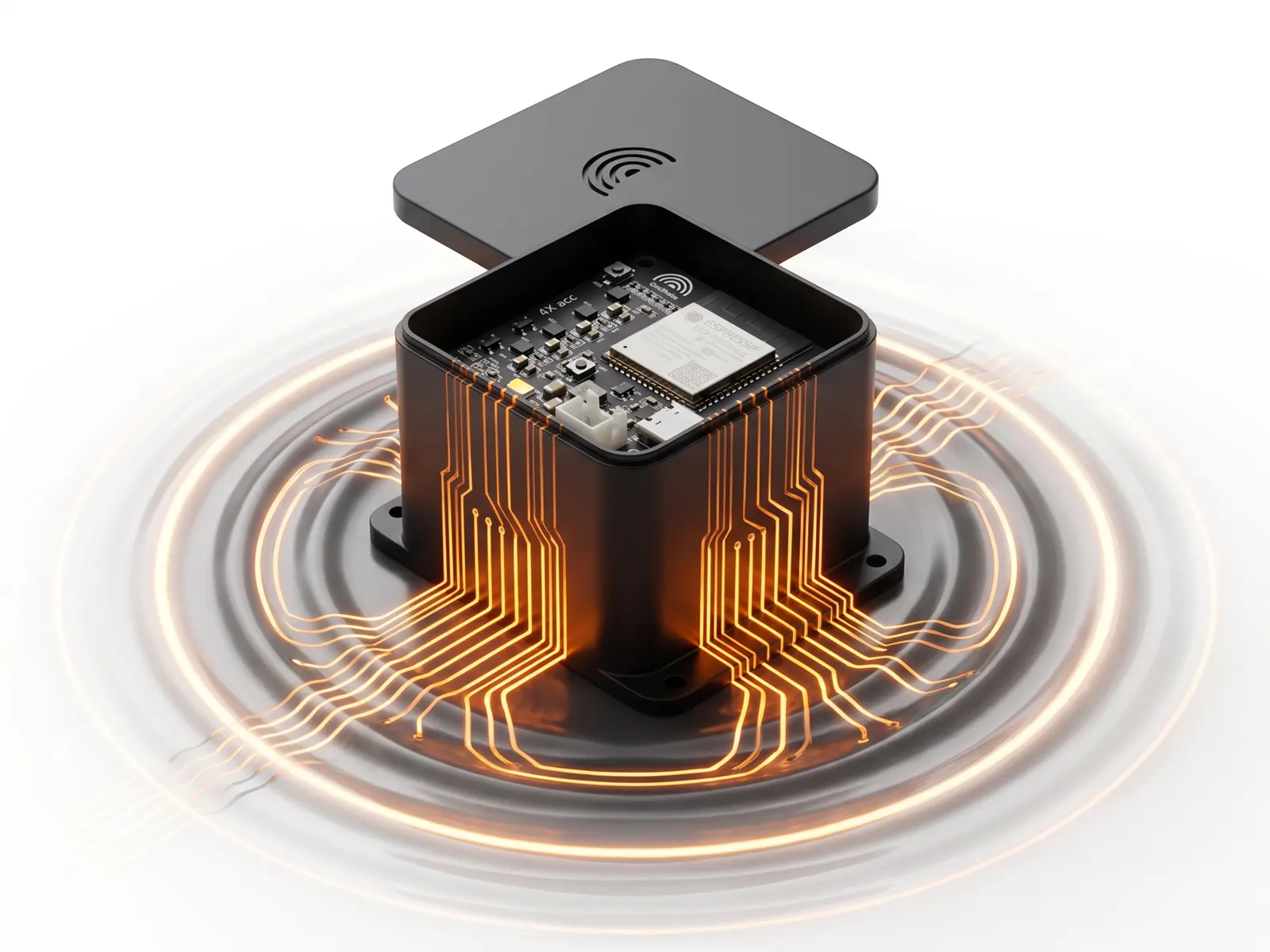 Stylized view of the sensor board inside GeoShake T1