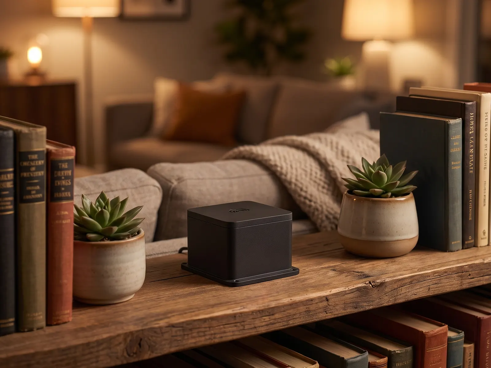 GeoShake T1 on a bookshelf